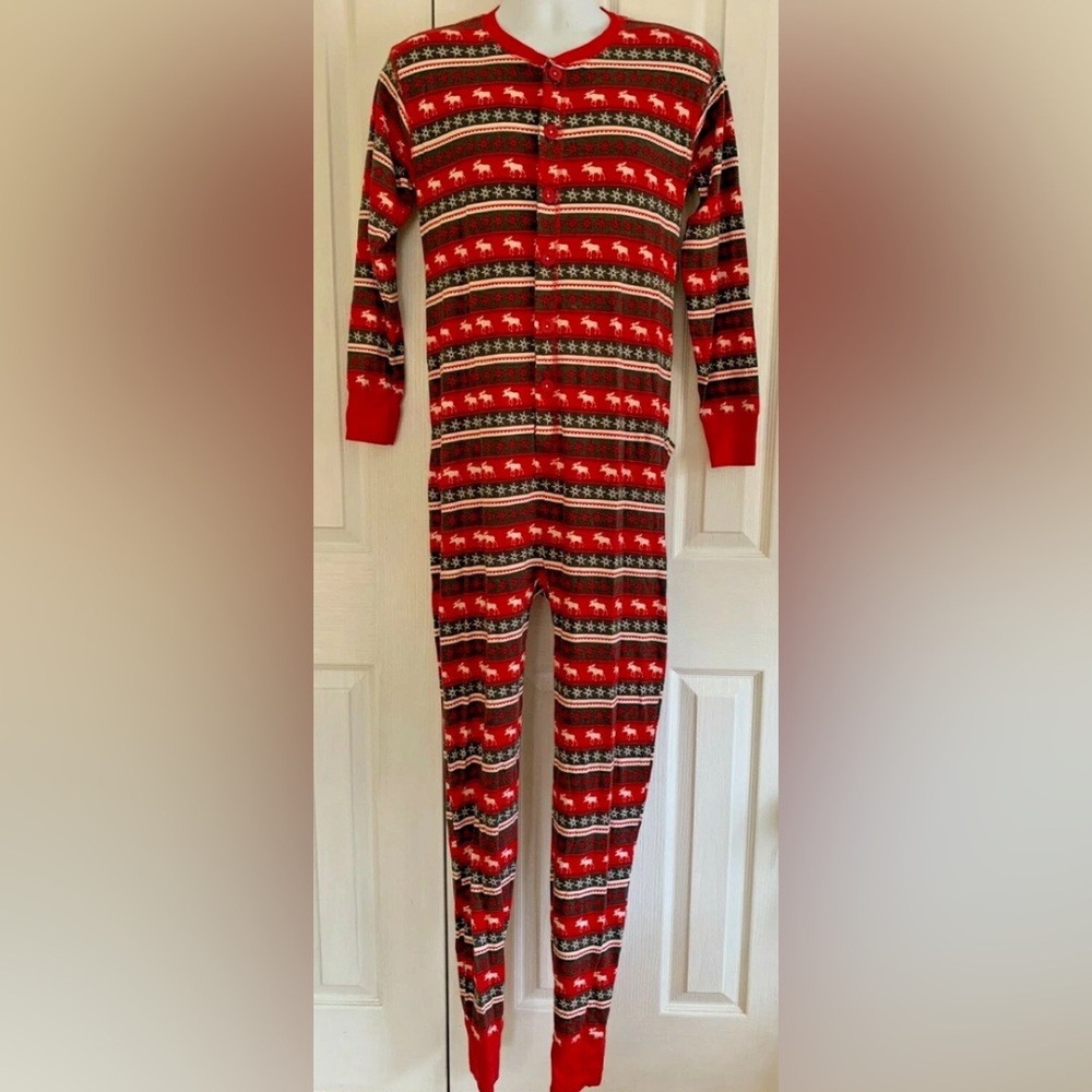 Little Blue House Fair Isle MOOSE Adult Union Suit Christmas Men/Women SZ M